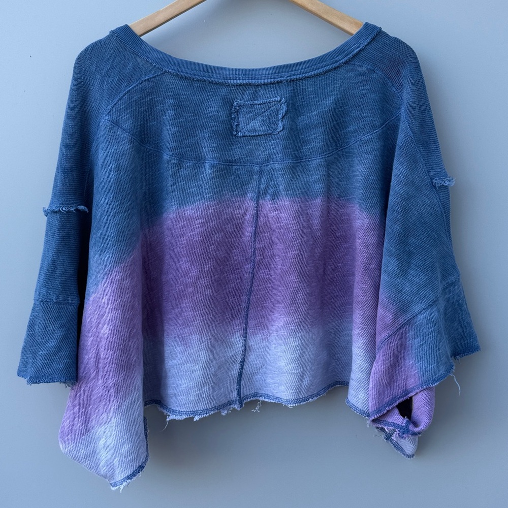NWOT Free People We The Free After Midnight Washed Ombré Raw Hem Crop Tee Small - Picture 10 of 12